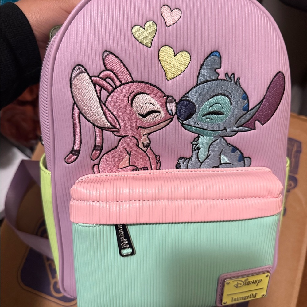 Loungefly Stitch & Angel Backpack - Pink and Mint